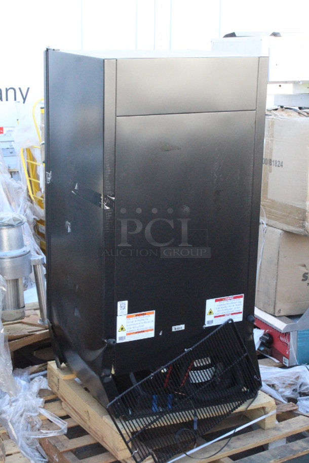 BRAND NEW SCRATCH & DENT! True GDM-10-HC~TSL01 24 7/8" Black Refrigerated Glass Door Merchandiser with LED Lighting. Missing power Cord. Frame is dented. S/N:10806298 - Image 5 of 7