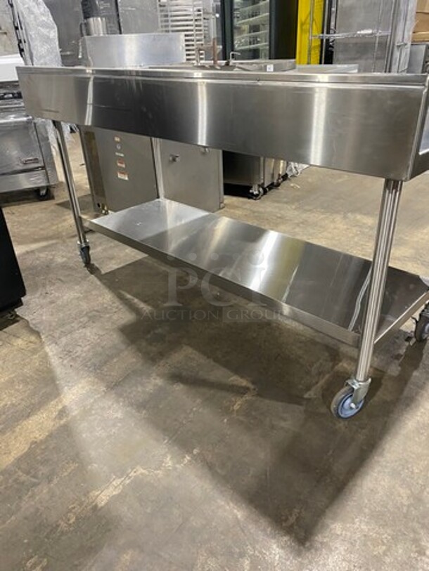 NEW! Emi Solid Stainless Steel Work Top/ Prep Table! With Back Splash! HEAVY GAGE!  With Storage Space Underneath! On Casters! - Image 3 of 8