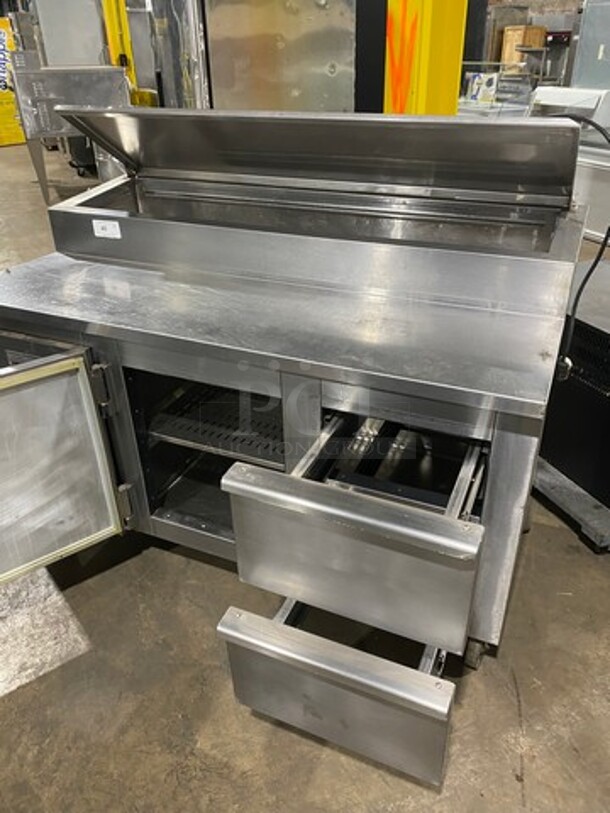 2010 Marsal Commercial Refrigerated Pizza Prep Table! With Single Door Storage Space! With 2 Drawers Underneath! All Stainless Steel! On Casters! Model: BM64 SN: 1319 115V 60Hz 1 Phase - Image 5 of 9