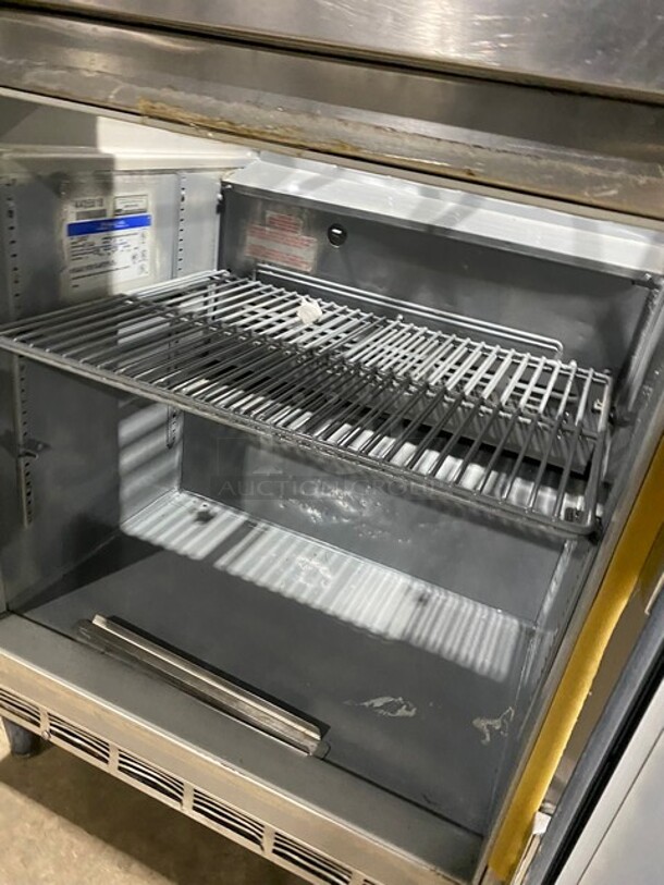 Beverage Air Commercial Refrigerated Sandwich Prep Table! With Single Door Underneath Storage Space! All Stainless Steel! On Legs! Model: SUR27 SN: 4405618 115V 60HZ 1 Phase - Image 6 of 8