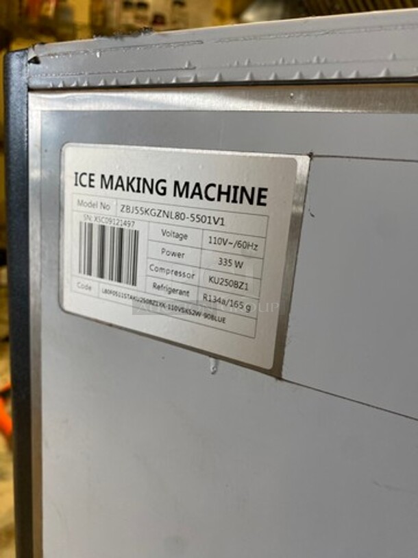 LATE MODEL! 2021 Commercial Undercounter Ice Maker Machine! All Stainless Steel! WORKING WHEN REMOVED! Model: ZBJ55KGZNL805501V1 SN: XSC09121497 110V - Image 7 of 8