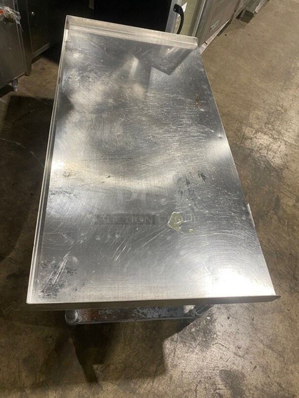 All Stainless Steel Equipment Stand Table! With Back & Side Splashes! With Underneath Storage Space! On Legs! - Image 5 of 7