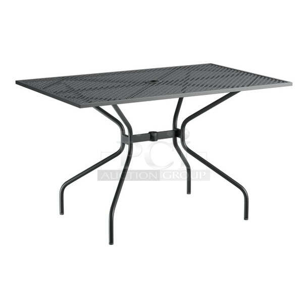 BRAND NEW SCRATCH & DENT! Lancaster Table & Seating Harbor Black 30" x 48" Rectangular Outdoor Standard Height Table with Modern Legs. In The Box! 4x Your Bid
 - Image 1 of 3