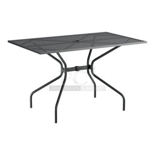 BRAND NEW SCRATCH & DENT! Lancaster Table & Seating Harbor Black 30" x 48" Rectangular Outdoor Standard Height Table with Modern Legs. In The Box! 4x Your Bid

