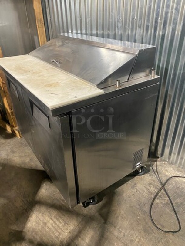  True TSSU-48-12 Stainless Steel Commercial Sandwich Salad Prep Table Bain Marie! On Commercial Casters! 115v 1ph  - Image 2 of 9
