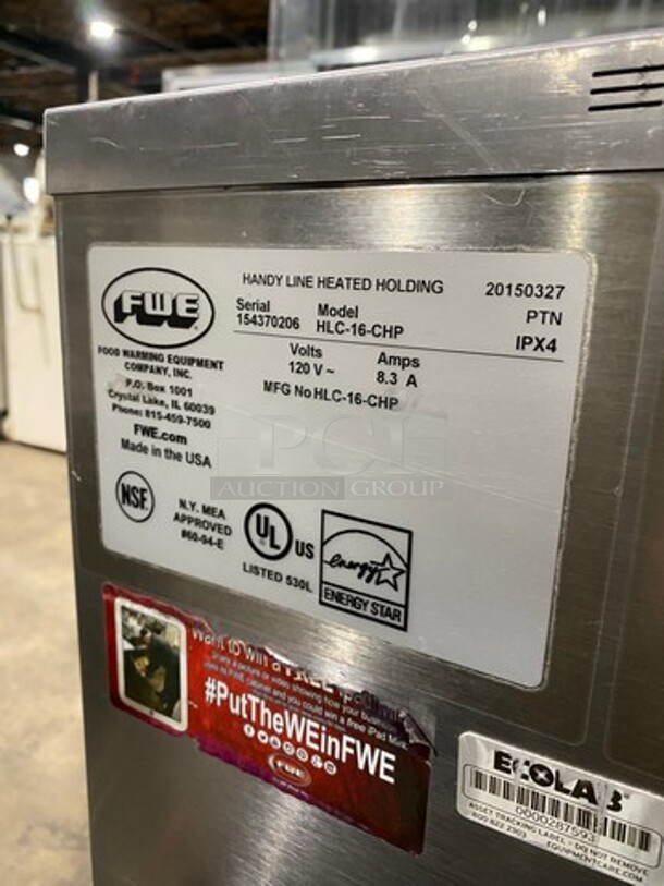 FWE Commercial 2 Door Food Warming/Holding Cabinet! All Stainless Steel! On Casters! Model: HLC16CHP SN: 154370206 120V - Image 8 of 9