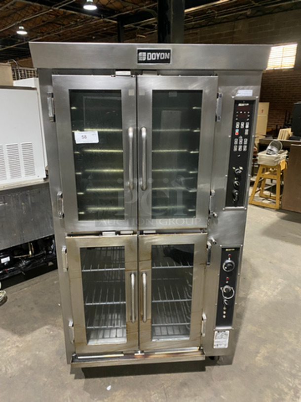 BEAUTIFUL! LATE MODEL! Doyon Baking Equipment Commercial Double Deck Electric Powered Convection/Proofer Oven! With Steam Injection! With View Through Doors! With Metal Oven Racks! All Stainless Steel! On Casters! 2x Your Bid! Model: JAOP6SL SN: 213550001211 208V 60 HZ 3 Phase