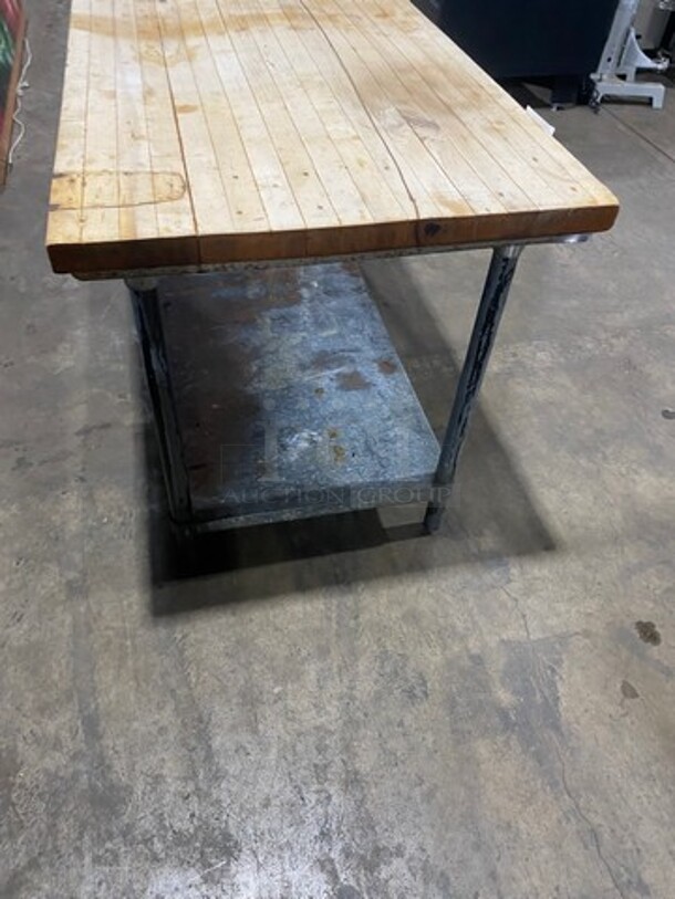 Commercial Butcher Block Table! With Storage Space Underneath! Stainless Steel Body! On Legs! - Image 4 of 8