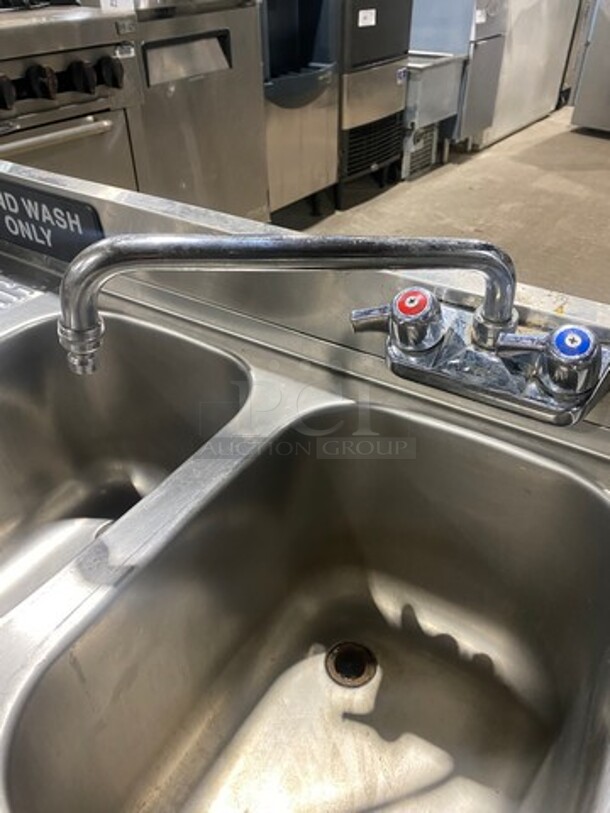 Krowne All Stainless Steel! Three Compartment Under Counter Bar Sink! With Dual Drain Boards! On Legs! - Image 6 of 8