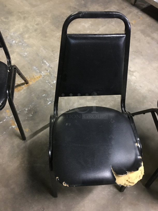 All Black Patted Square Chairs! With Metal Body! 4x Your Bid! - Image 4 of 6