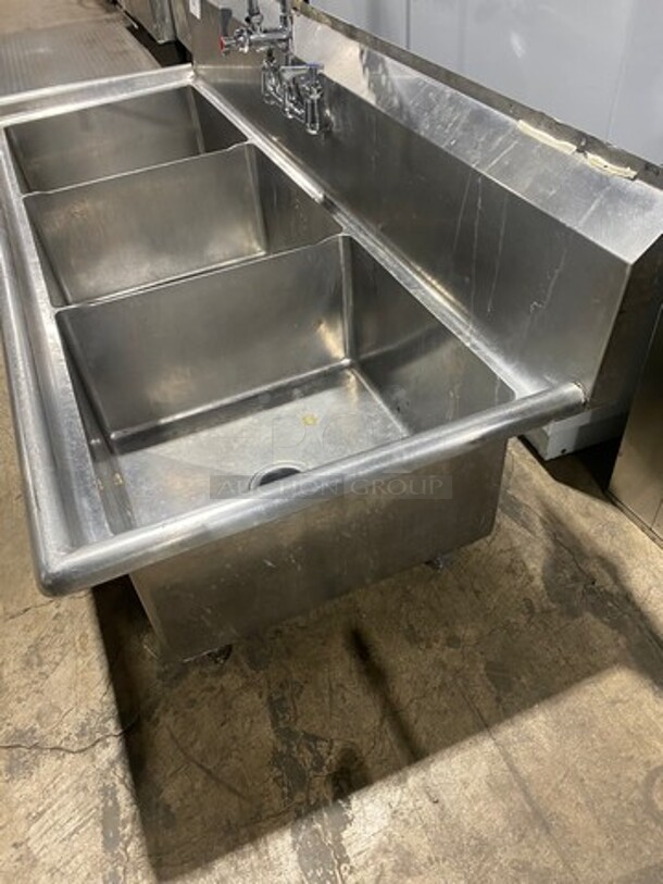 All Stainless Steel Three Compartment Dish Washing Sink! With Jet Spray Assembly! - Image 2 of 7