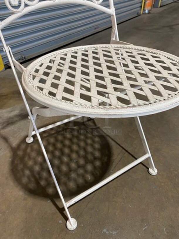 White Metal Foldable Patio Chairs! 10x Your Bid! - Image 5 of 6