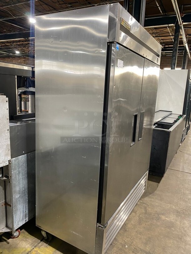 TRUE All Stainless Steel 2 Door Reach In Freezer! Model: T-49F ASerial 7684129! 115V 1 Phase! On Casters!  - Image 2 of 9