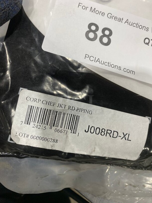 NEW! Chef Revival XL White Chef Coat With Red Trimming!  - Image 2 of 3