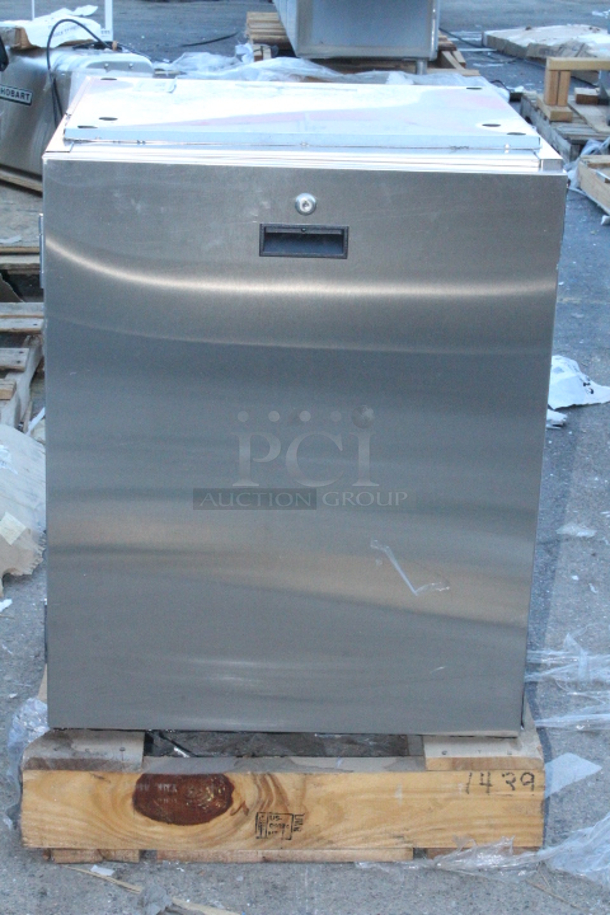 BRAND NEW SCRATCH & DENT! Scotsman HID540A-1 Meridian 21 1/4" Air Cooled Nugget Ice Machine with 40 lb. Bin, Water Dispenser, and Equipment Stand with Door - 115V, 500 lb. Top of the unit is dented.  - Image 2 of 7