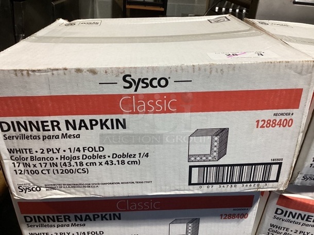 Sysco Classic Dinhner Napkins 17X17 IN White 2PLY 1/4 Fold 1200/Case
Your Bid x 8 - Image 1 of 3