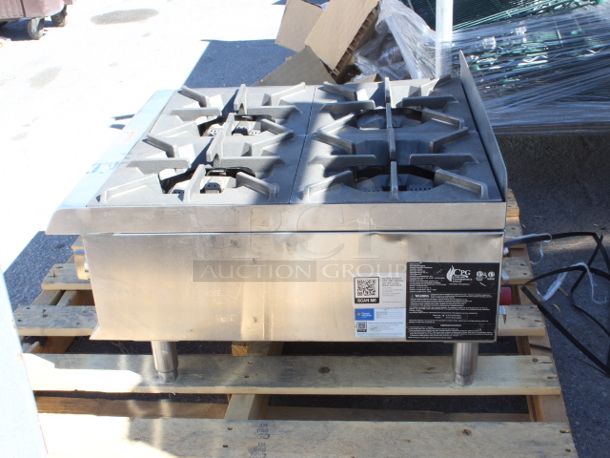BRAND NEW SCRATCH & DENT! Cooking Performance Group R-CPG-24-NL 4 Burner Gas Countertop Range / Hot Plate - 88,000 BTU. S/N: 2404002579 Dented. Back weld is broken. 	 - Image 6 of 8