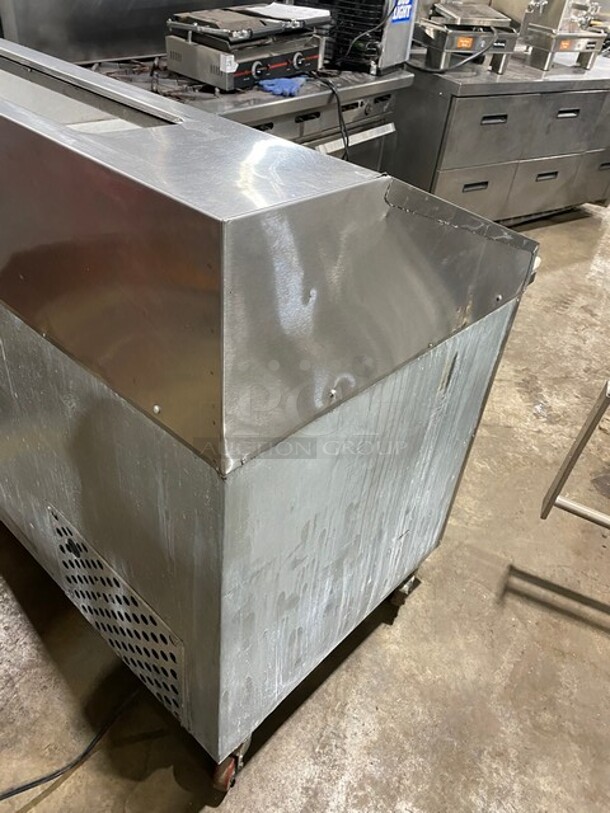 Leader! All Stainless Steel Refrigerated Pizza Marble Table Top! Model DR48SC! 115V! 60HZ! 1Phase! On Casters!
 - Image 3 of 10