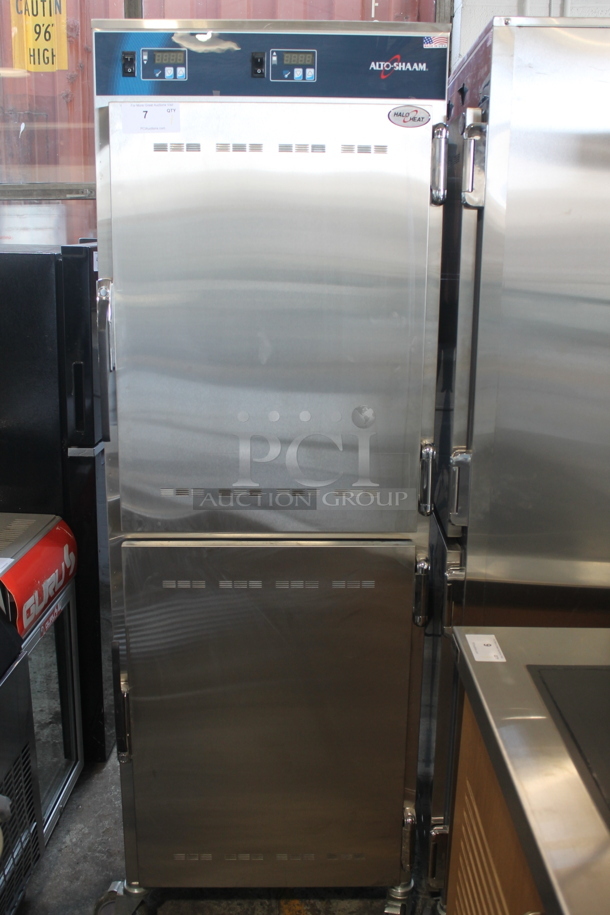 BRAND NEW! 2022 Alto Shaam 1200-UPS Commercial Stainless Steel Double Deck Heated Holding Cabinet With Steel Racks On Commercial Casters. 120V, 1 Phase. Tested and Working!   - Image 8 of 8