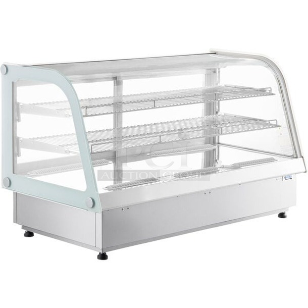 BRAND NEW SCRATCH & DENT! Avantco BCDI-48 48" White Curved Refrigerated Drop-In Countertop Bakery Display Case. Broken Glass & Missing Parts.  - Image 1 of 3