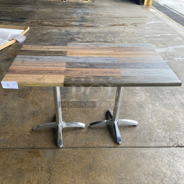 Wow! Brand New! OCS Barn Plank Finish Scratch Resistant Durowood Composite Dining Table! Suitable For Indoor & Outdoor Use With Double Polish Base! 30"x48"! MODEL DWP002! - Image 1 of 5