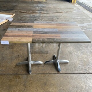 Wow! Brand New! OCS Barn Plank Finish Scratch Resistant Durowood Composite Dining Table! Suitable For Indoor & Outdoor Use With Double Polish Base! 30"x48"! MODEL DWP002!