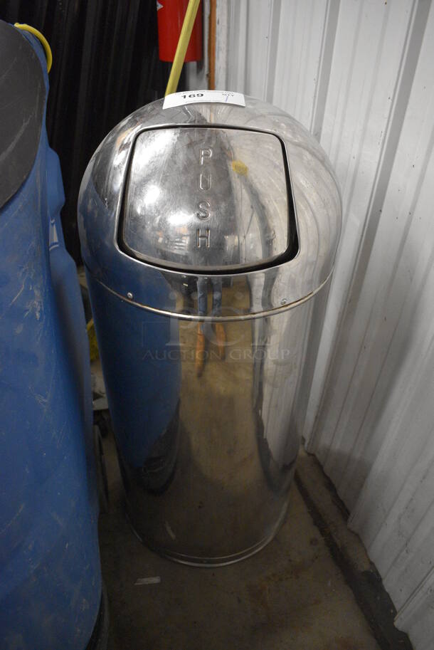 Chrome Finish Metal Trash Can Shell. 15x15x36 - Image 1 of 3