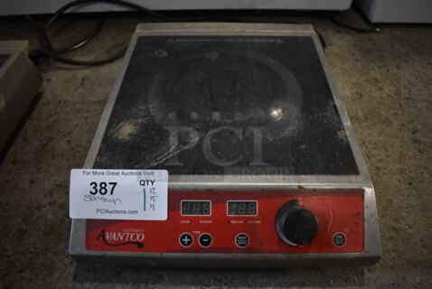 2018 Avantco IC 1800 Stainless Steel Commercial Countertop Electric Powered Single Burner Induction Range. 120 Volts, 1 Phase. 12x15x4