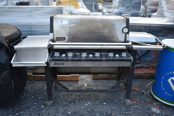 Weber Summit Metal Outdoor Propane Gas Powered Grill w/ Right Side Single Burner Range on Commercial Casters. 78x29x48