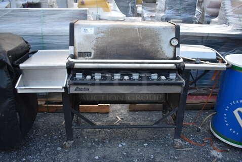 Weber Summit Metal Outdoor Propane Gas Powered Grill w/ Right Side Single Burner Range on Commercial Casters. 78x29x48