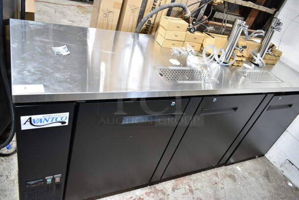 BRAND NEW SCRATCH AND DENT! 2024 Avantco 178UDD4HC Stainless Steel Commercial Black Kegerator / Beer Dispenser with (2) 2 Tap Towers - (4) 1/2 Keg Capacity. 115 Volts, 1 Phase. Tested and Powers On But Does Not Get Cold - Image 2 of 12