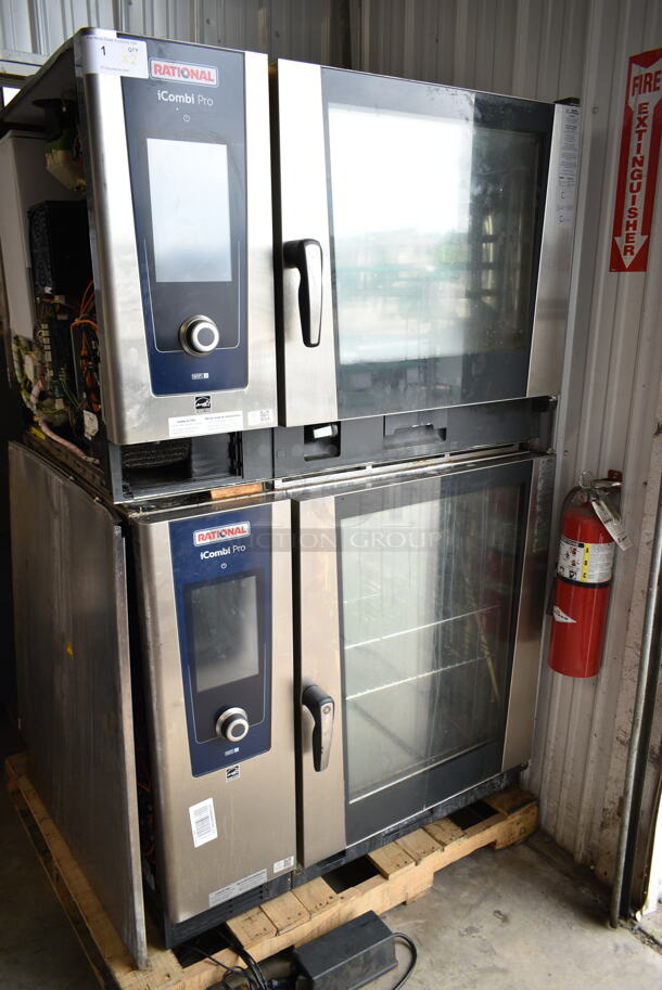 2 2021 Rational Stainless Steel Commercial iCombi Pro Combitherm Convection Ovens on Commercial Casters. Top Model: LM100CE.AXXXX. Bottom Model: LSF100EE.AXXXX. 440/480 Volts, 3 Phase. 2 Times Your Bid! - Image 3 of 12