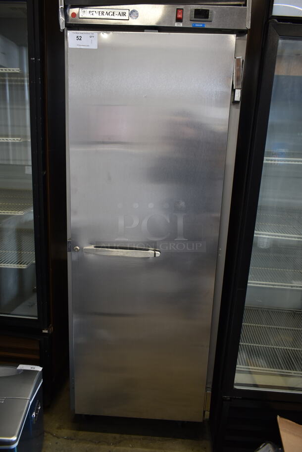 Beverage Air HF1-1S Stainless Steel Commercial Single Door Reach In Cooler on Commercial Casters. 115 Volts, 1 Phase. Tested and Powers On But Does Not Get Cold  - Image 3 of 7