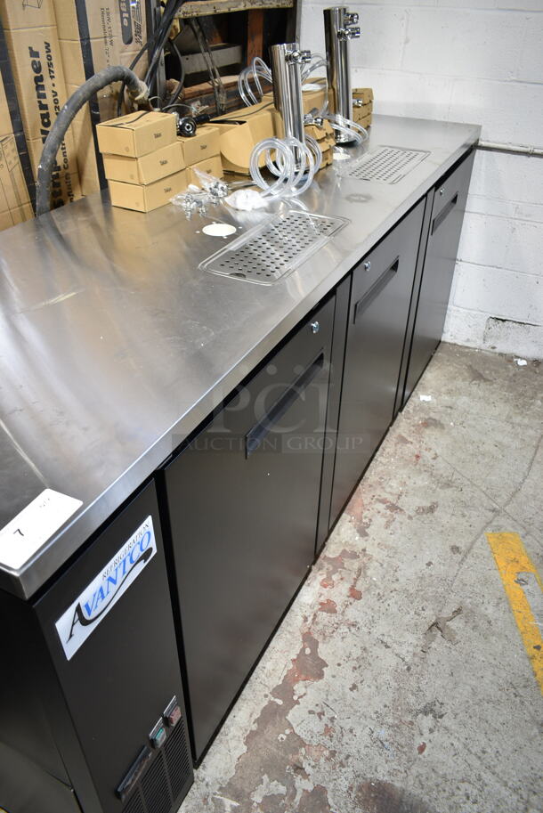 BRAND NEW SCRATCH AND DENT! 2024 Avantco 178UDD4HC Stainless Steel Commercial Black Kegerator / Beer Dispenser with (2) 2 Tap Towers - (4) 1/2 Keg Capacity. 115 Volts, 1 Phase. Tested and Powers On But Does Not Get Cold - Image 3 of 12