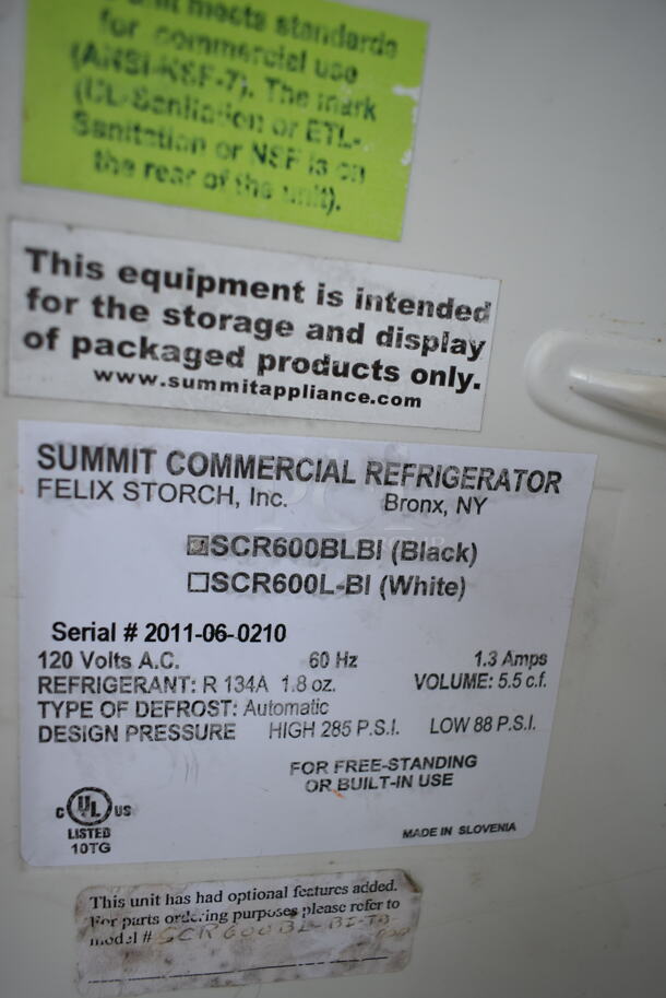 Summit SCR600BLBI Metal Mini Cooler Merchandiser. 120 Volts, 1 Phase. Tested and Powers On - Image 4 of 4