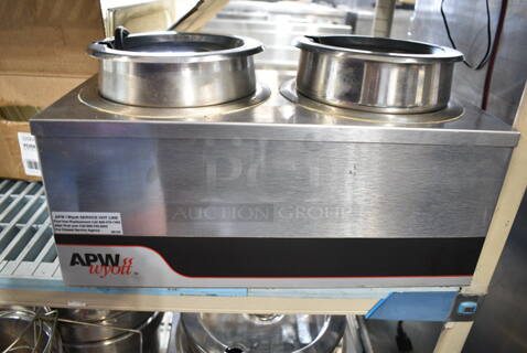 APW Wyott W4-2 Stainless Steel Commercial Countertop 2 Well Food Warmer w/ 2 Drop Ins. 120 Volts, 1 Phase. Tested and Working!