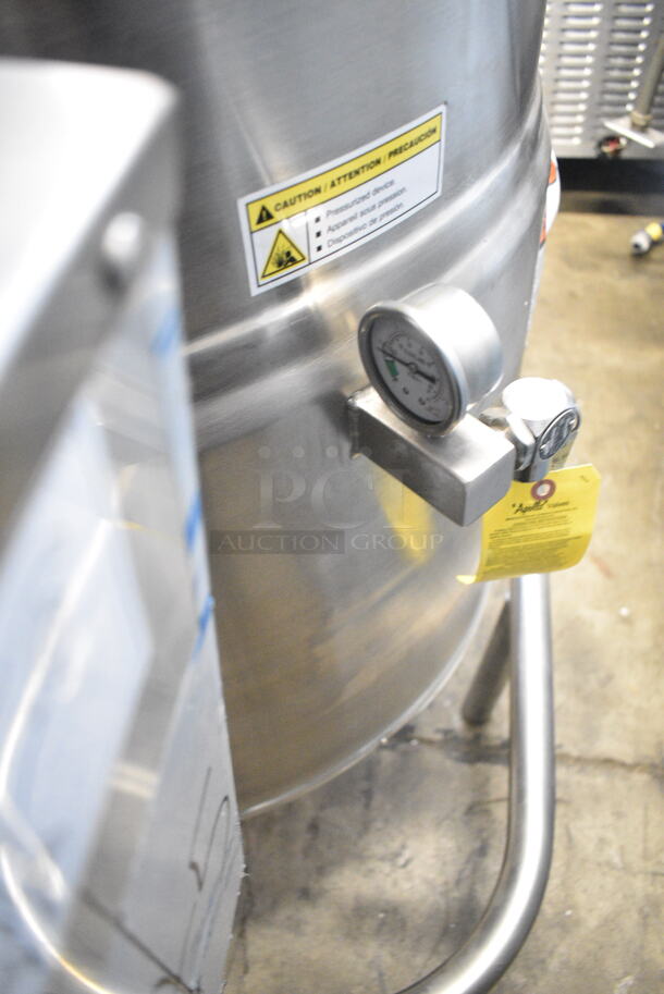 BRAND NEW SCRATCH AND DENT! 2024 Cleveland KEL-40-T Stainless Steel Commercial Floor Style Electric Powered 40 Gallon Tilting 2/3 Steam Jacketed Electric Kettle. 208/240 Volts, 3 Phase.  - Image 6 of 9