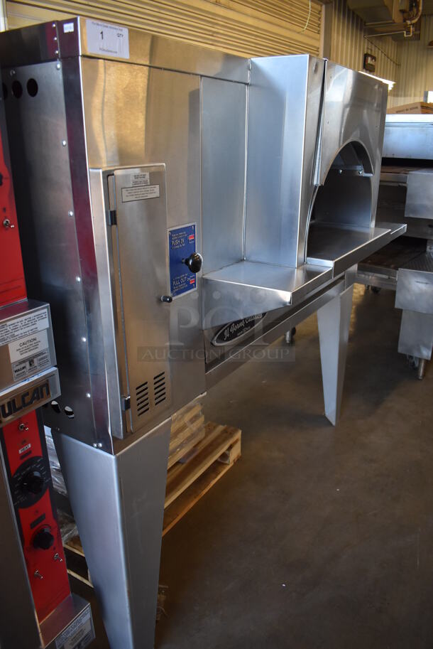 BRAND NEW! 2019 Bakers Pride FC-516 Stainless Steel Commercial Natural Gas Powered / Coal Burning / Wood Fired Il Forno Pizza Oven w/ Cooking Stones on Metal Legs. 140,000 BTU. 65.5x54x67 - Image 7 of 11