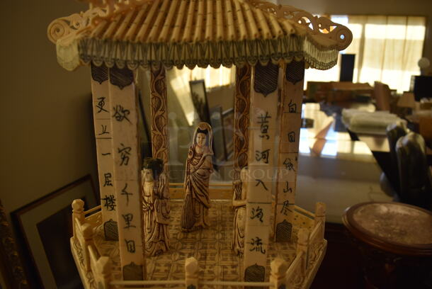 2 VINTAGE Hand Carved Chinese Bone Statues That Weave a Tale of Women Waiting for Their Warriors To Return Home and Warriors Being at War and Reminiscing About the Pleasures of Home. 2 Times Your Bid! - Image 7 of 10