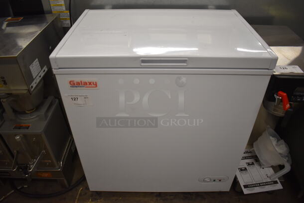 BRAND NEW IN BOX! Galaxy 177CF5 Metal Commercial 5.2 cu. ft. Chest Freezer on Commercial Casters. 115 Volts, 1 Phase. 30x22x33.5. Tested and Working!