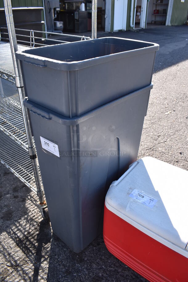 2 Gray Poly Slim Jim Trash Cans. 10x21x30. 2 Times Your Bid! - Image 3 of 7