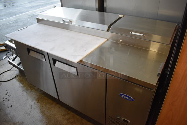 2019 Atosa MPF8202GR Stainless Steel Commercial Pizza Prep Table on Commercial Casters. 115 Volts, 1 Phase. 67x35x43. Tested and Working! - Image 2 of 9