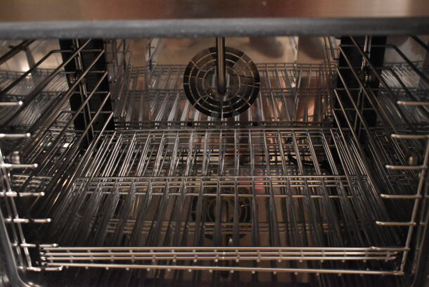 BRAND NEW SCRATCH AND DENT! Cooking Performance Group CPG 351COHT4M Stainless Steel Commercial Electric Thermostatic Countertop 4 Tray Half Size Convection Oven with Steam Injection. See Pictures For Broken Glass Door. 208-240 Volts, 1 Phase.  - Image 7 of 8