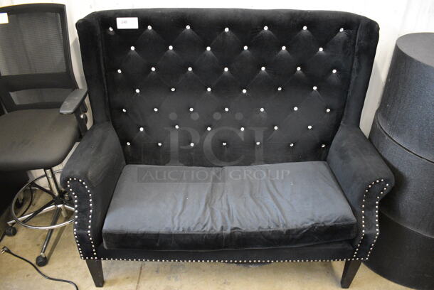 Black Chair w/ Arm Rests and Nail Head Trim. 59x30x50