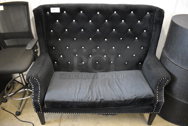 Black Chair w/ Arm Rests and Nail Head Trim. 59x30x50 - Image 1 of 5