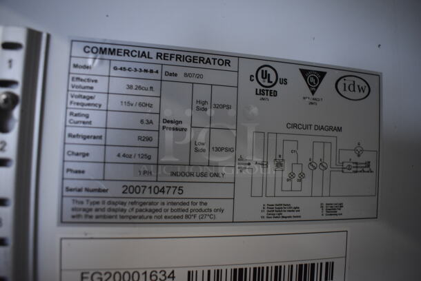 IDW G-45-C-3-3-N-B-4 Metal Commercial 2 Door Reach In Cooler Merchandiser w/ Poly Coated Racks on Commercial Casters. 115 Volts, 1 Phase. 51x30x82.5. Tested and Working! - Image 4 of 5
