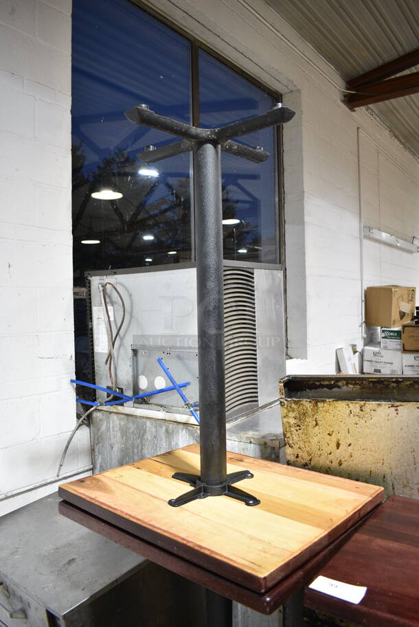 3 Wood Pattern Bar Height Table on Black Metal Table Base. 3 Times Your Bid! - Image 5 of 5