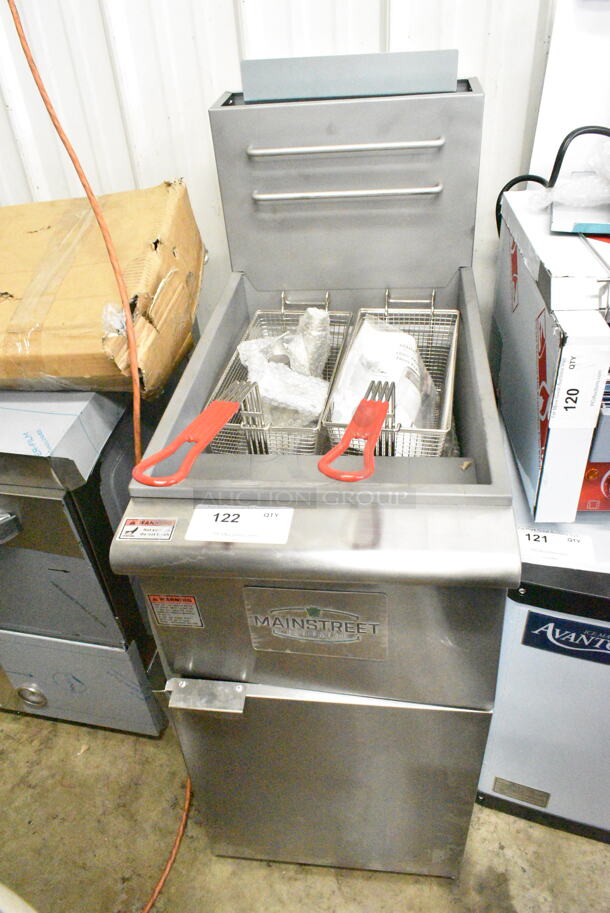 BRAND NEW SCRATCH AND DENT! Mainstreet 541FF50L Stainless Steel Commercial Floor Style Propane Gas Powered Deep Fat Fryer w/ 2 Metal Baskets. 120,000 BTU. - Image 3 of 11