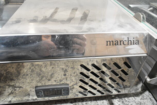 Marchia MTRS Stainless Steel Refrigerated Countertop Prep Refrigerator w/ Sneeze Guard. 115 Volts, 1 Phase. Tested and Powers On But Does Not Get Cold
 - Image 2 of 5