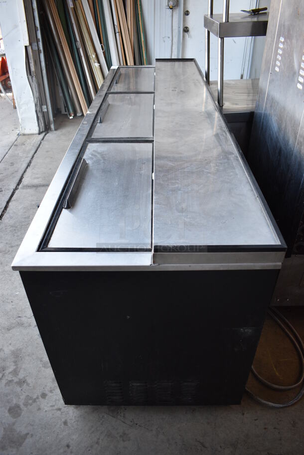 Avantco 178JBC95B Stainless Steel Commercial Bottled Back Bar Cooler w/ 3 Lids. 115 Volts, 1 Phase. 95x27x34. Cannot Test Due To Missing Power Cord - Image 3 of 8